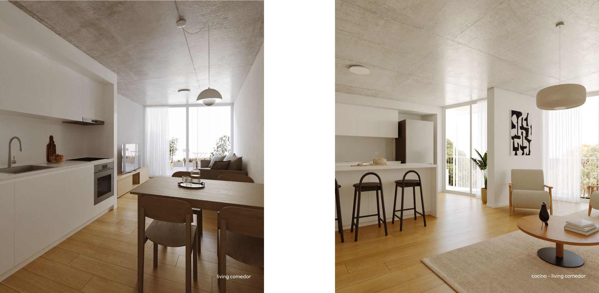 cocina y living comedor